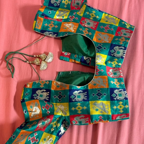 Yellow and Navy Blue Indian Traditional Outfit chaniya Choli - Picture 10 of 11